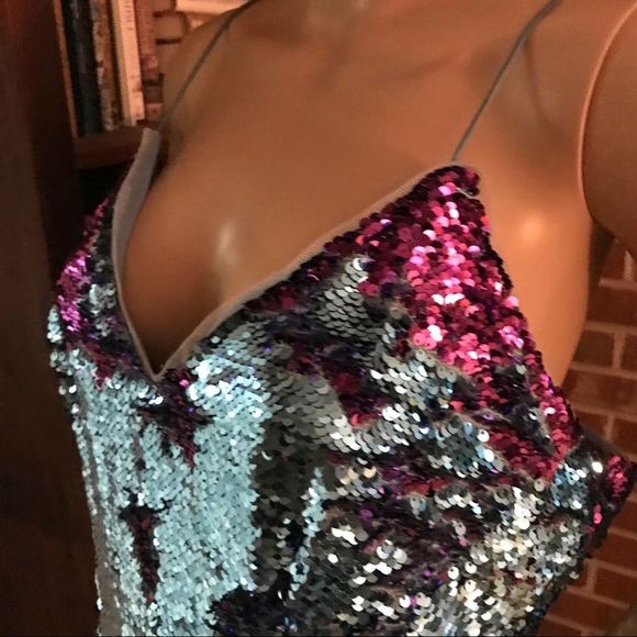 NWT $245 AIDAN MATTOX | Flip Sequin | Dress in Teal (Turquoise) - Picture 9 of 14